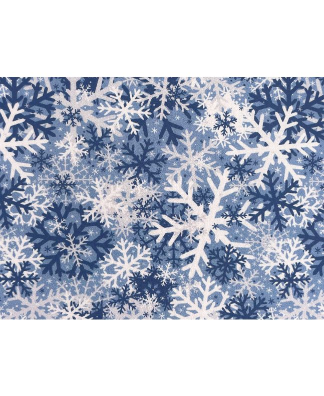Camo Snowflakes Cotton Print, Blue