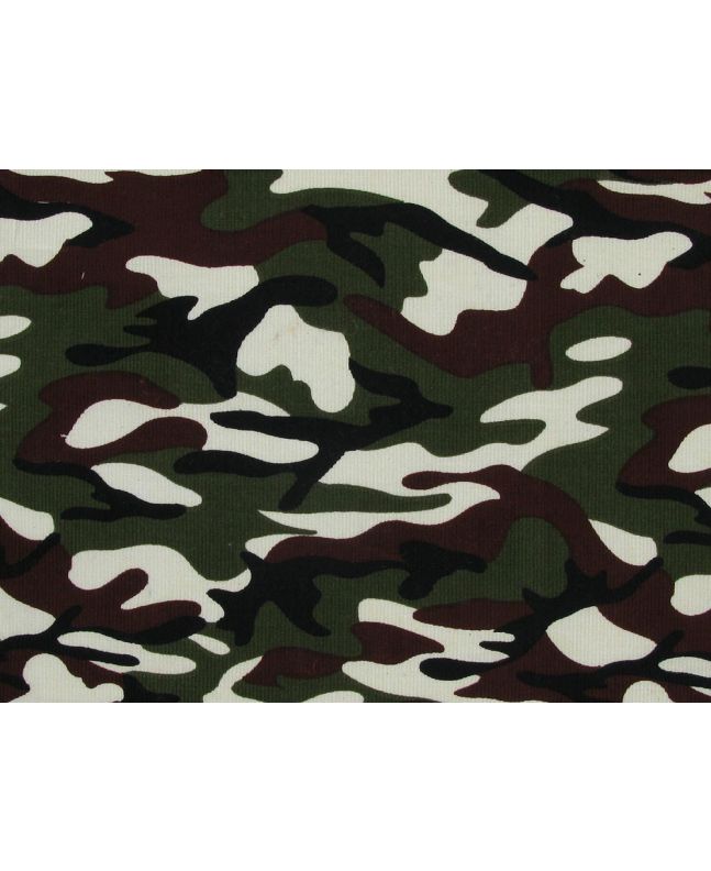Camouflage Printed Cotton Corduroy, Olive