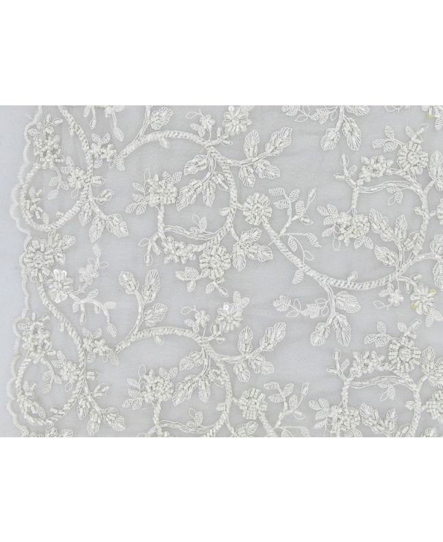 Carmel Floral Embroidered Lace, White