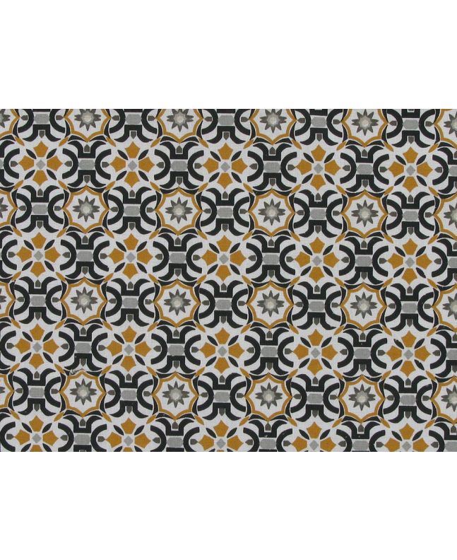 Carmelo Tile Cotton Print, Ochre