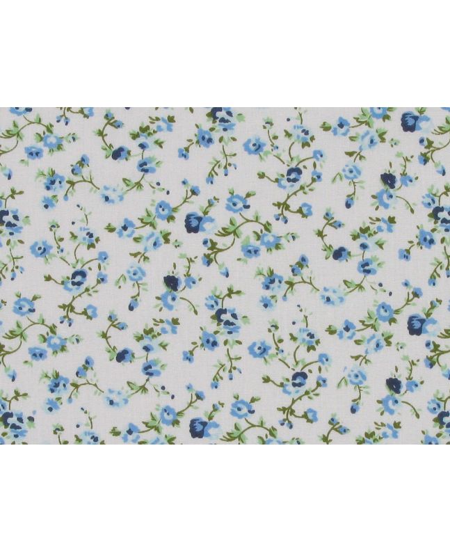 Chatsworth Garden Polycotton Print, Blue and White