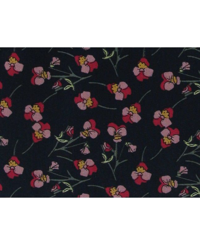 Cherry Blossom Float Cotton Print, Navy
