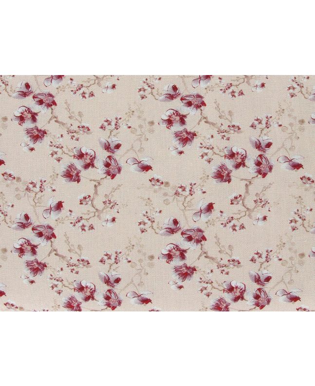 Cherry Blossom Printed Linen Blend, Pastel Pink