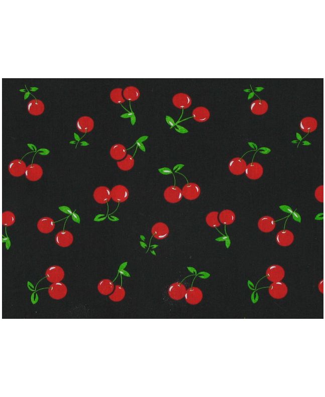 Cherry Polycotton Print - Black