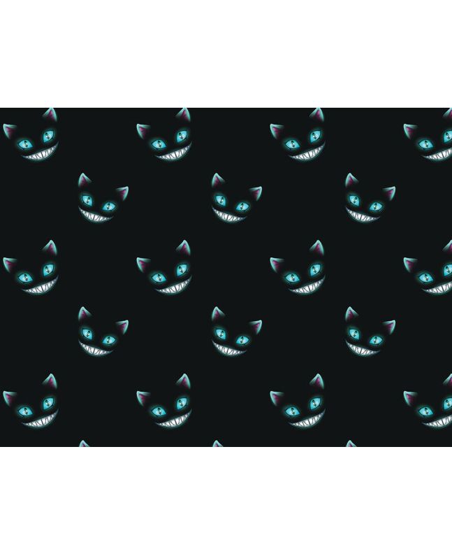 Cheshire Cat Glowing Smile Cotton Print, Blue
