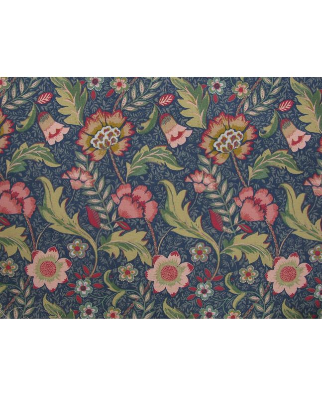 Chester Garden Cotton Curtain Fabric, Navy