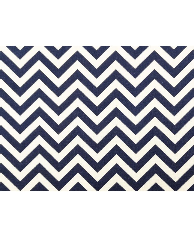 Chevron Polycotton Print, Navy