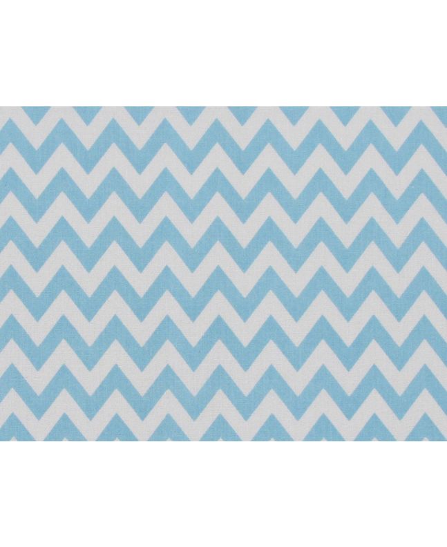 Chevron Polycotton Print, Sky Blue