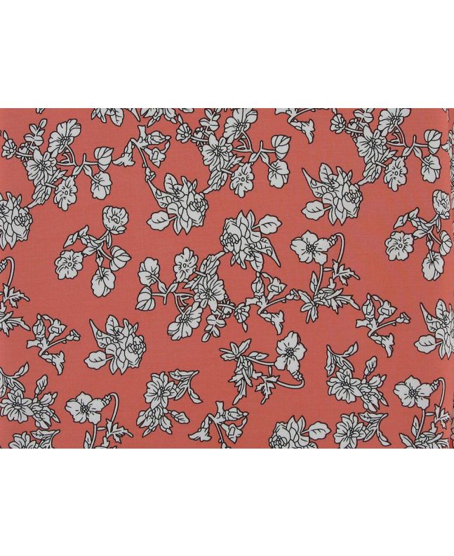 Chinoise Flower Viscose Print, Salmon