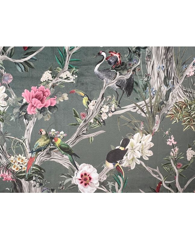 Chinoiserie Printed Velvet, Silver