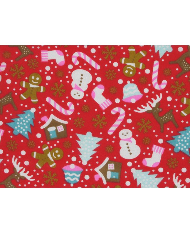 Christmas Delights Polycotton Print, Red