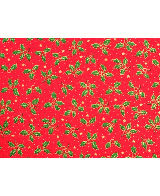 Christmas Mini Holly Cotton Print, Red