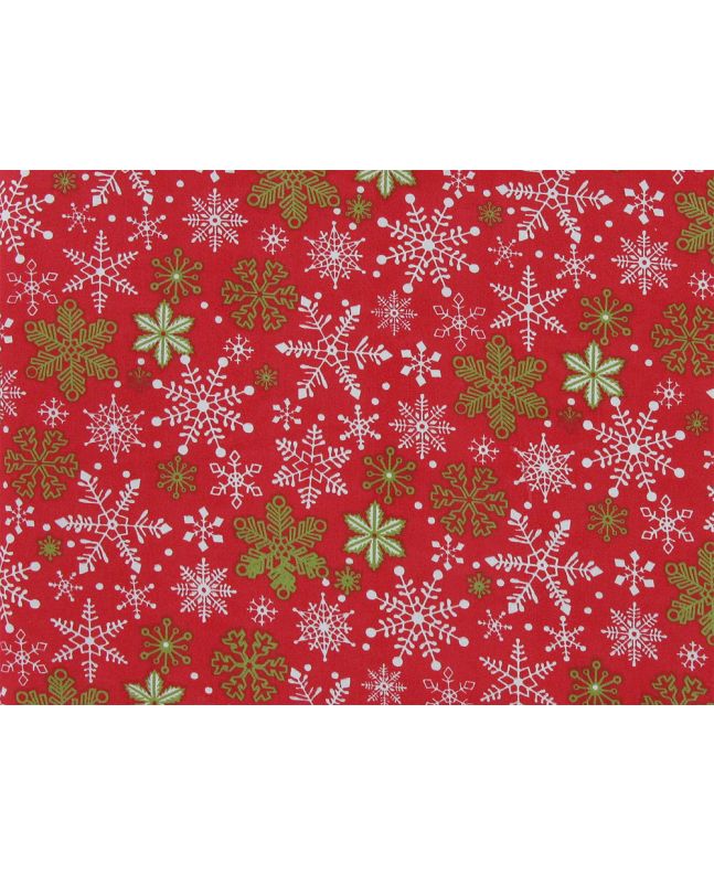 Christmas Snowflake Organic GOTS Cotton Poplin, Red