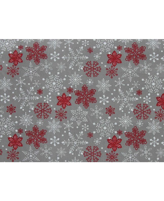 Christmas Snowflake Organic GOTS Cotton Poplin, Silver