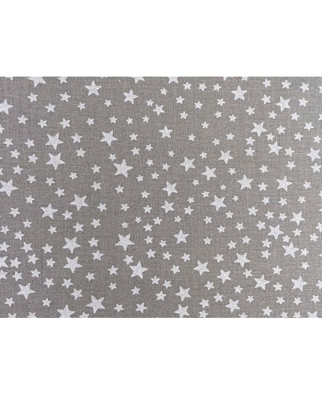 Christmas Stars Cotton Print, Silver