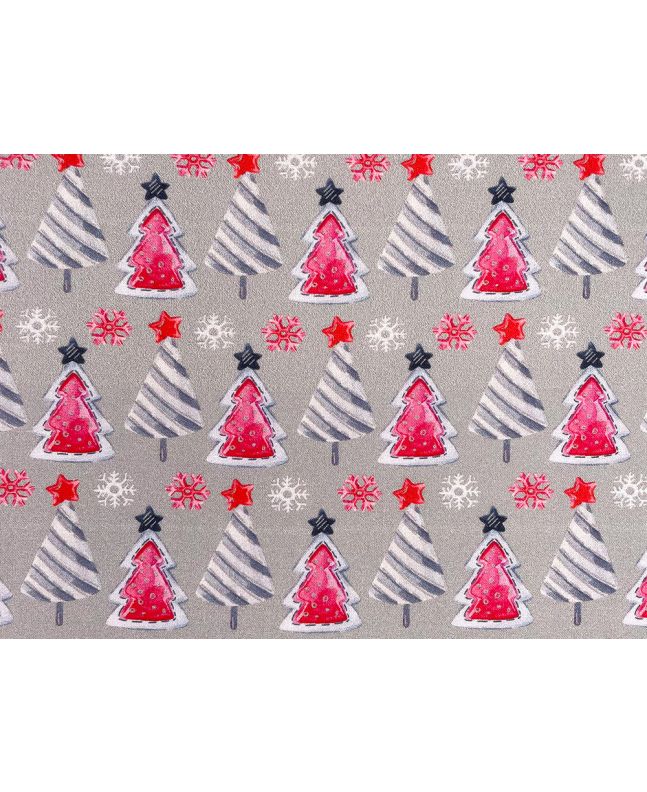 Christmas Tree Snowflake Cotton Print, Silver