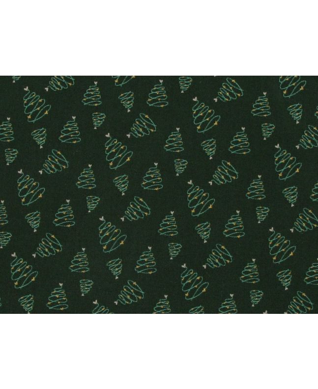 Christmas Tree Swirl Cotton Poplin, Green