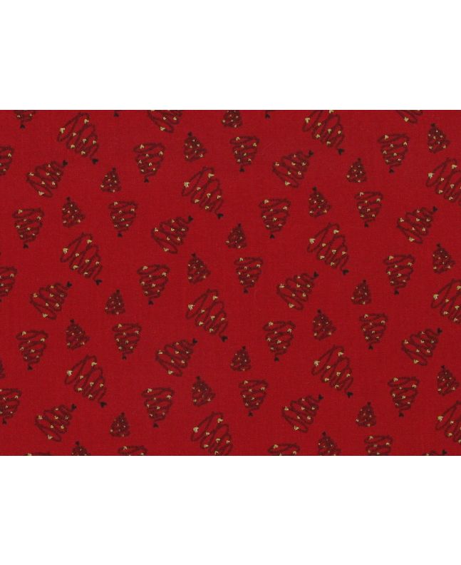 Christmas Tree Swirl Cotton Poplin, Red