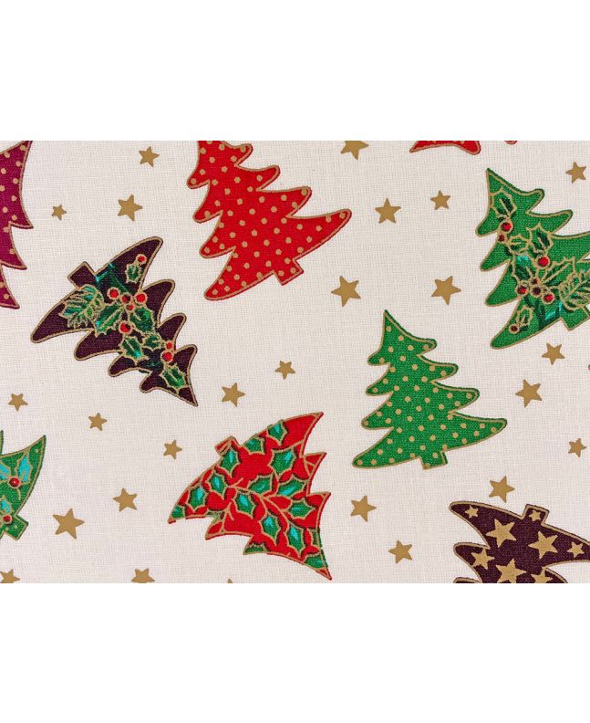 Christmas Trees Cotton Print, Cream