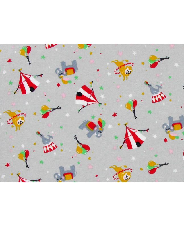 Circus Day Cotton Poplin Print, Grey