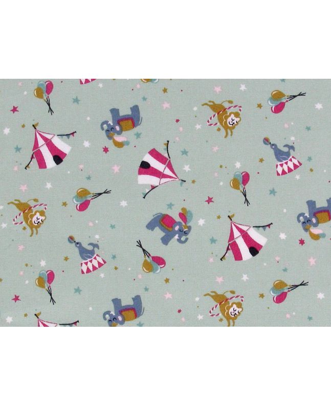 Circus Day Cotton Poplin Print, Mint