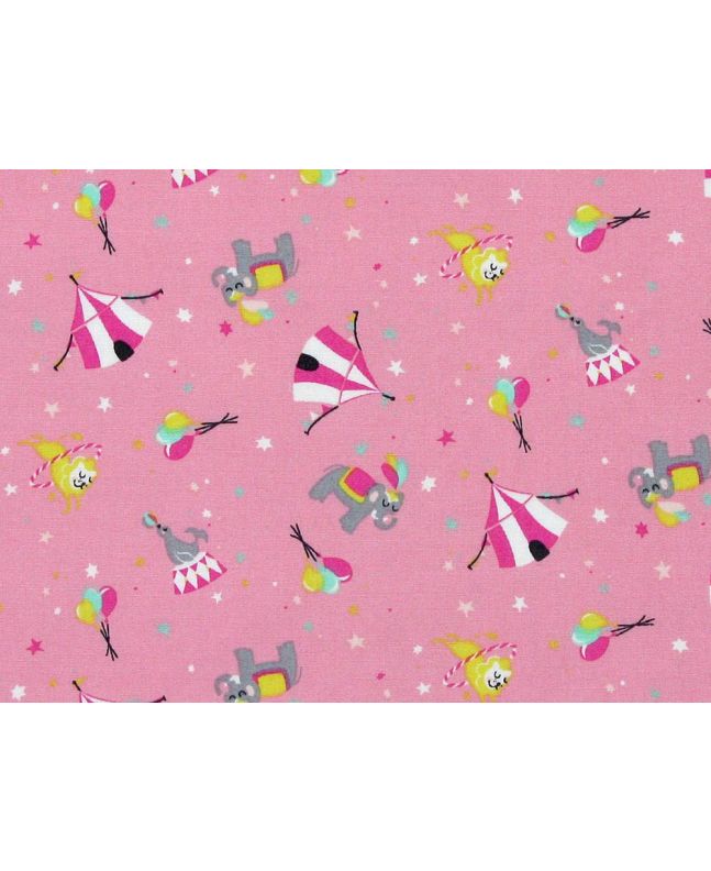 Circus Day Cotton Poplin Print, Pink