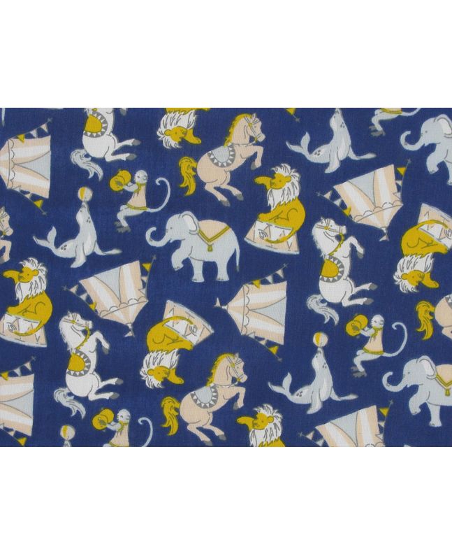 Circus Fun Polycotton Print, Navy