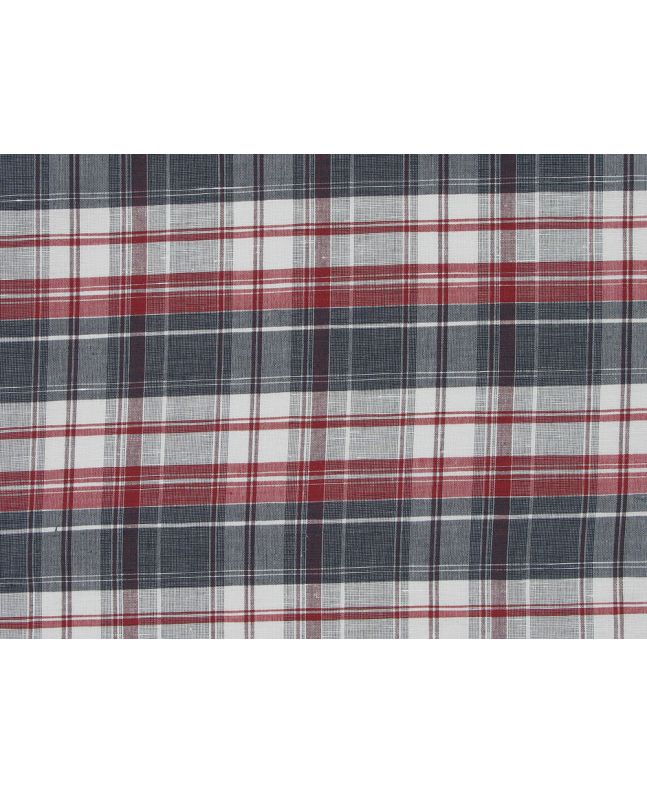 Cleo Check Yarn Dyed Irish Linen and Cotton Blend, Red and Navy