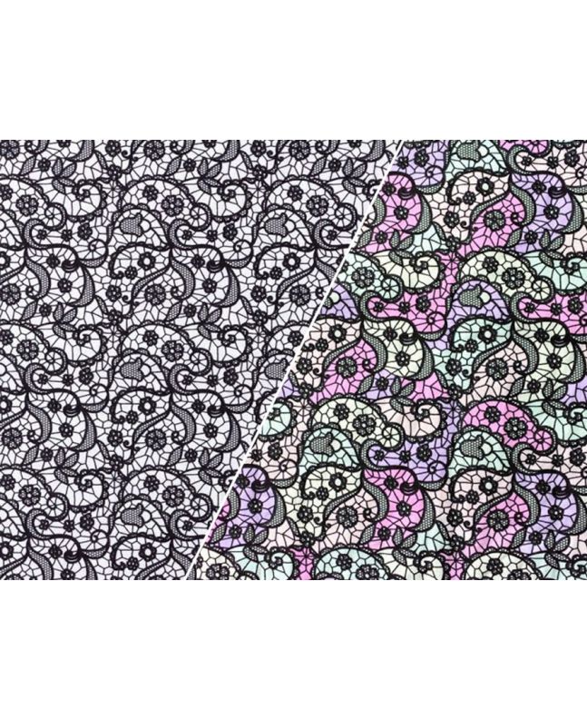 Colour Change Cotton Jersey, Floral Lace