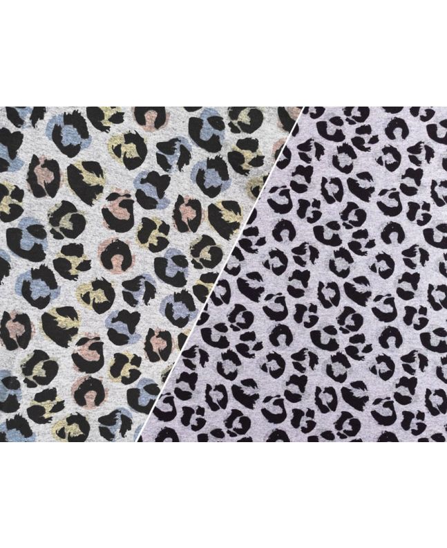 Colour Change Cotton Jersey, Leopard Print, Grey and Multi