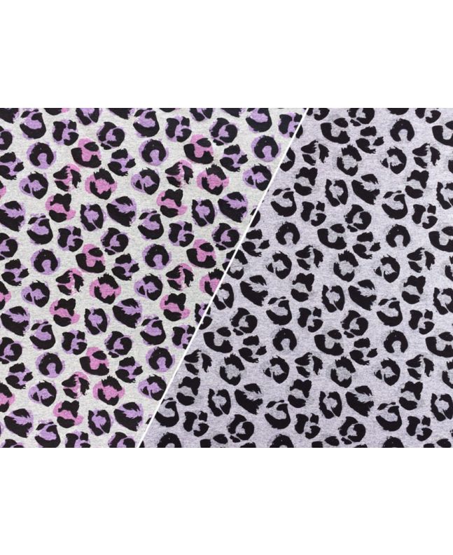 Colour Change Cotton Jersey, Leopard Print, Grey and Pink