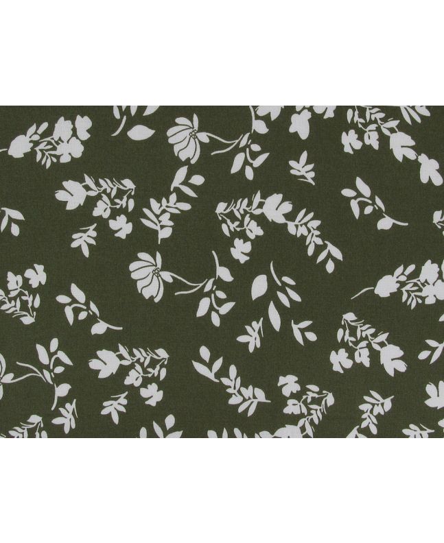 Contour Floral Viscose Print, Olive