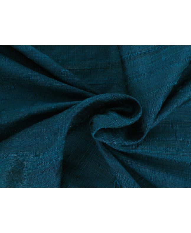 Contrast Slub Silk Dupion, Prussian Blue