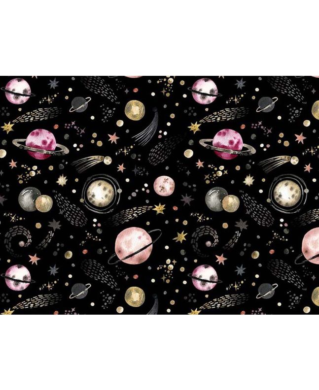 Cosmic Collection Cotton Print, Shooting Star Planet