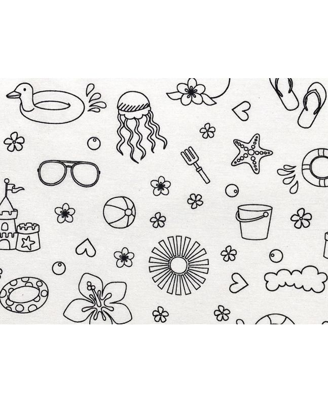 Cotton Rich Panama Canvas, Doodle, Beach Time Fun