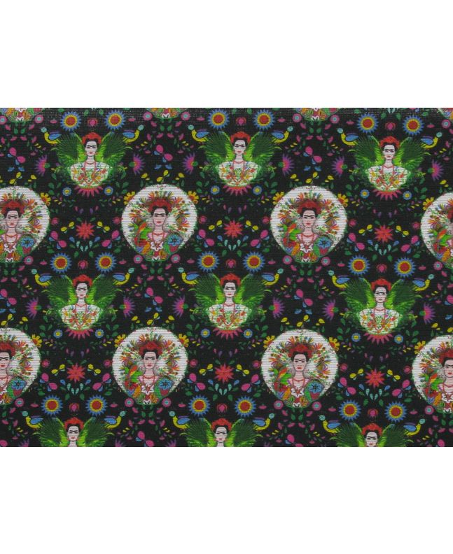 Cotton Rich Panama Canvas, Frida, Black