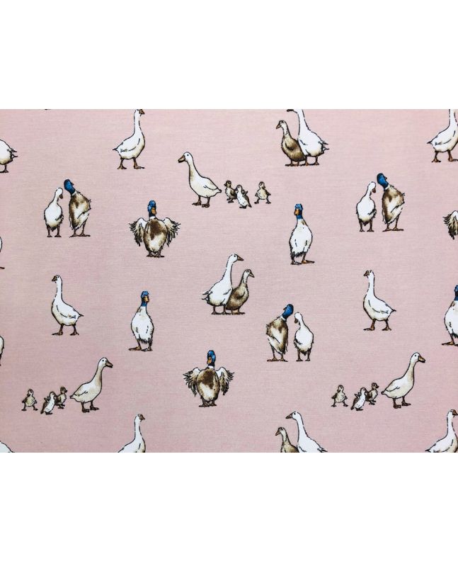 Cotton Rich Panama Canvas, Shabby Ducks, Pink