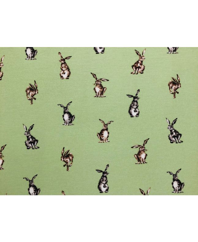Cotton Rich Panama Canvas, Shabby Hares, Green
