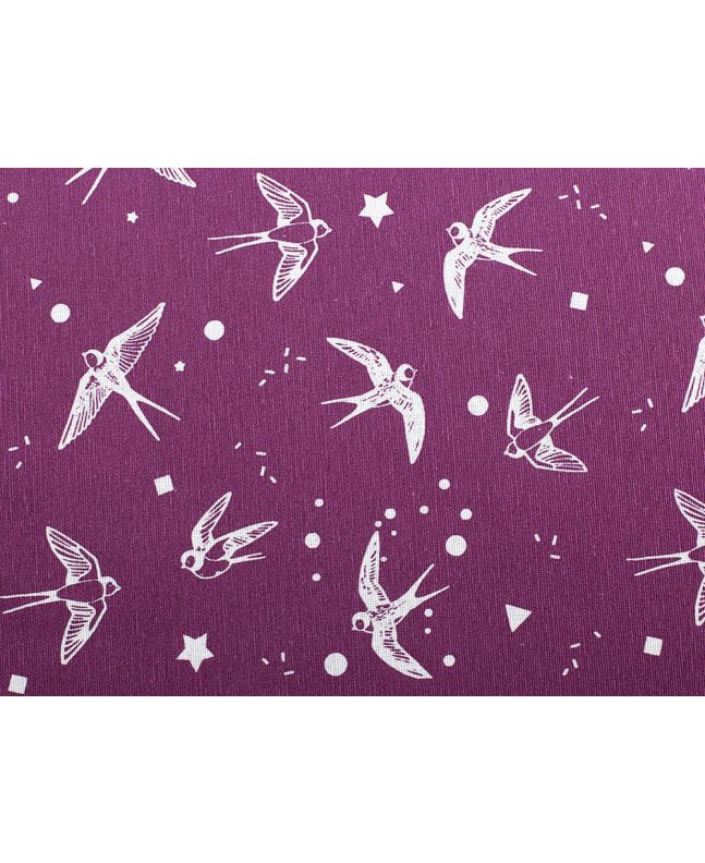 Cotton Rich Panama Canvas, Swooping Swallows, Magenta