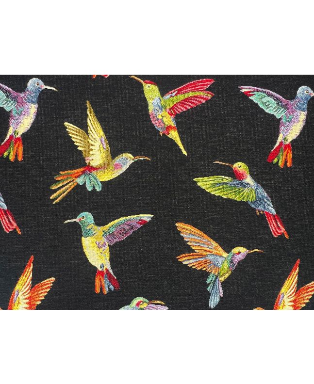 Cotton Rich Woven Tapestry, Humming Birds, Ebony