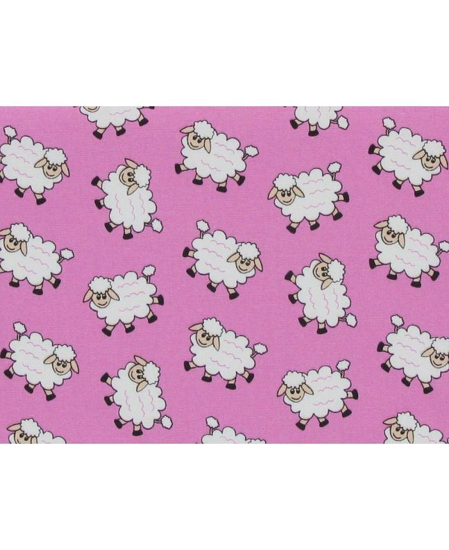 Counting Sheep Cotton Poplin Print, Pink