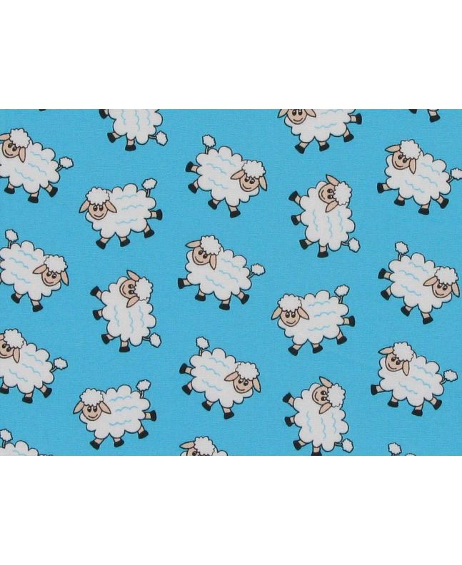 Counting Sheep Cotton Poplin Print, Sky