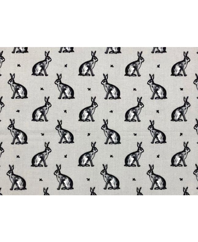 Country Bunny Cotton Print, Grey