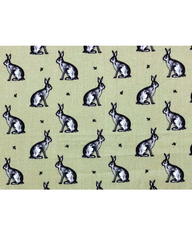 Country Bunny Cotton Print, Sage