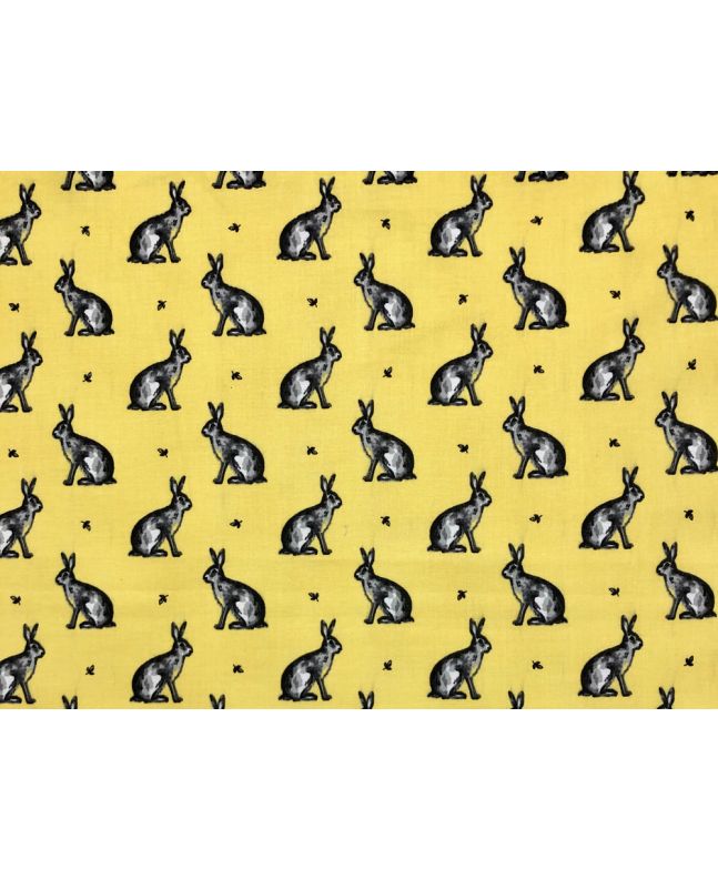 Country Bunny Cotton Print, Yellow