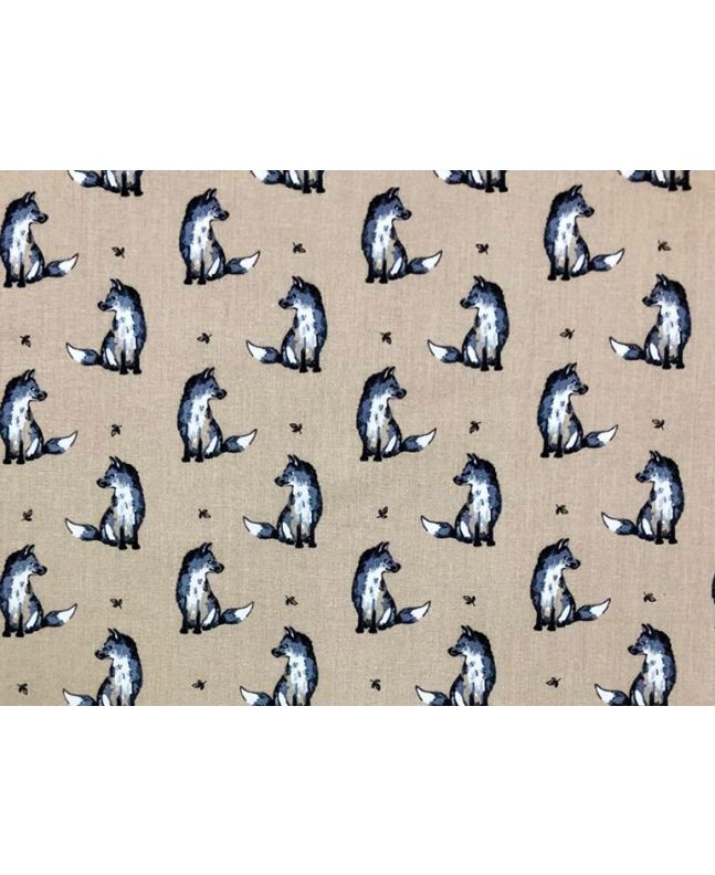 Country Fox Cotton Print, Natural