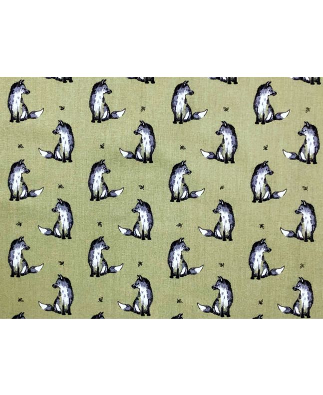 Country Fox Cotton Print, Sage