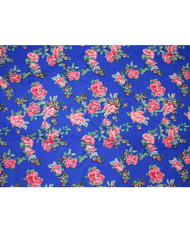 Country Garden Gold Foil Viscose Print, Royal