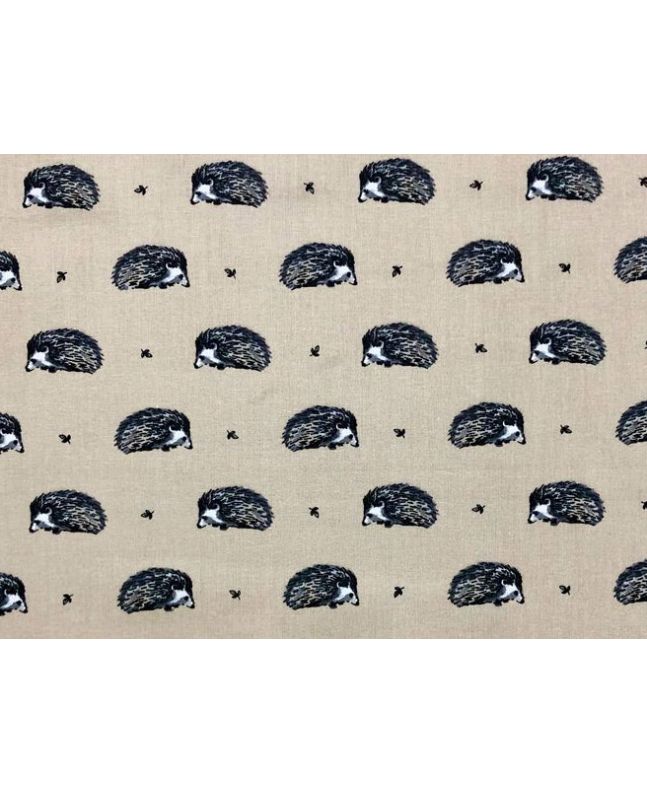Country Hedgehog Cotton Print, Natural