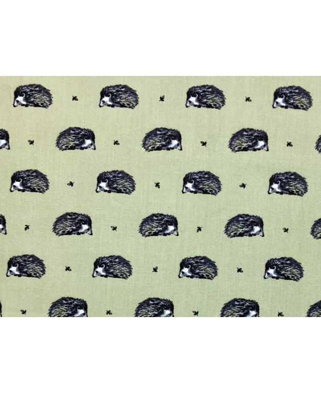 Country Hedgehog Cotton Print, Sage